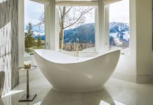 Luxurious Spa Bathroom With Aspen Ski Slope Views