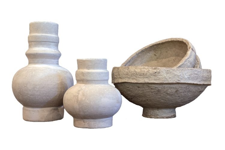 Paper mâché vases and bowls
