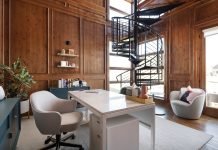 Award-winning Broomfield Home Office Remodel by Rodwin Architecture + Skycastle Construction home office with spiral staircase
