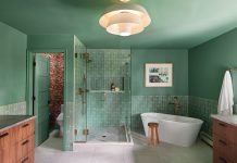 Serene and Green Bathroom by Pruett & Co. Bathroom full view