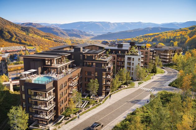 Exterior rendering of Stratos residences.