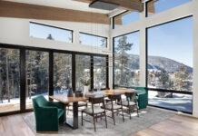 A Modern Mountain Home That Puts the View First Dining room of the Keystone home by Collective Architecture and Collective Design.