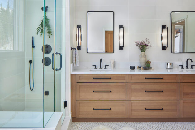 The primary bath combines luxury with clean design.