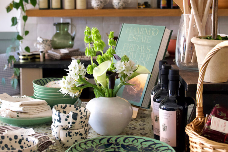 A book and other decor from Miller Lane Mercantile.