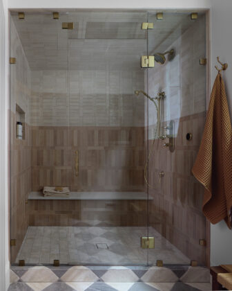 Steam shower in the wellness retreat in the 2026 Home & Garden Colorado Designer Showhouse.