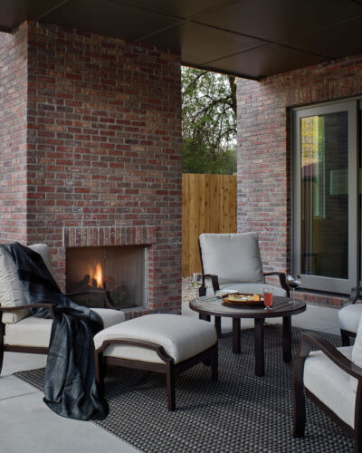 Seating area in front of fireplace in the 2026 Home & Garden Colorado Designer Showhouse.