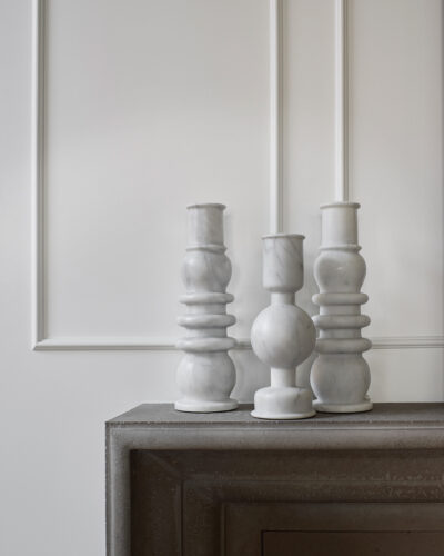 Decorative candle holders on display in the 2026 Home & Garden Colorado Designer Showhouse.