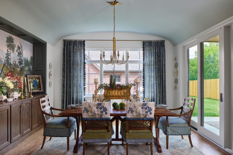 The dining area with a 6 person dining table in the 2026 Home & Garden Colorado Designer Showhouse.
